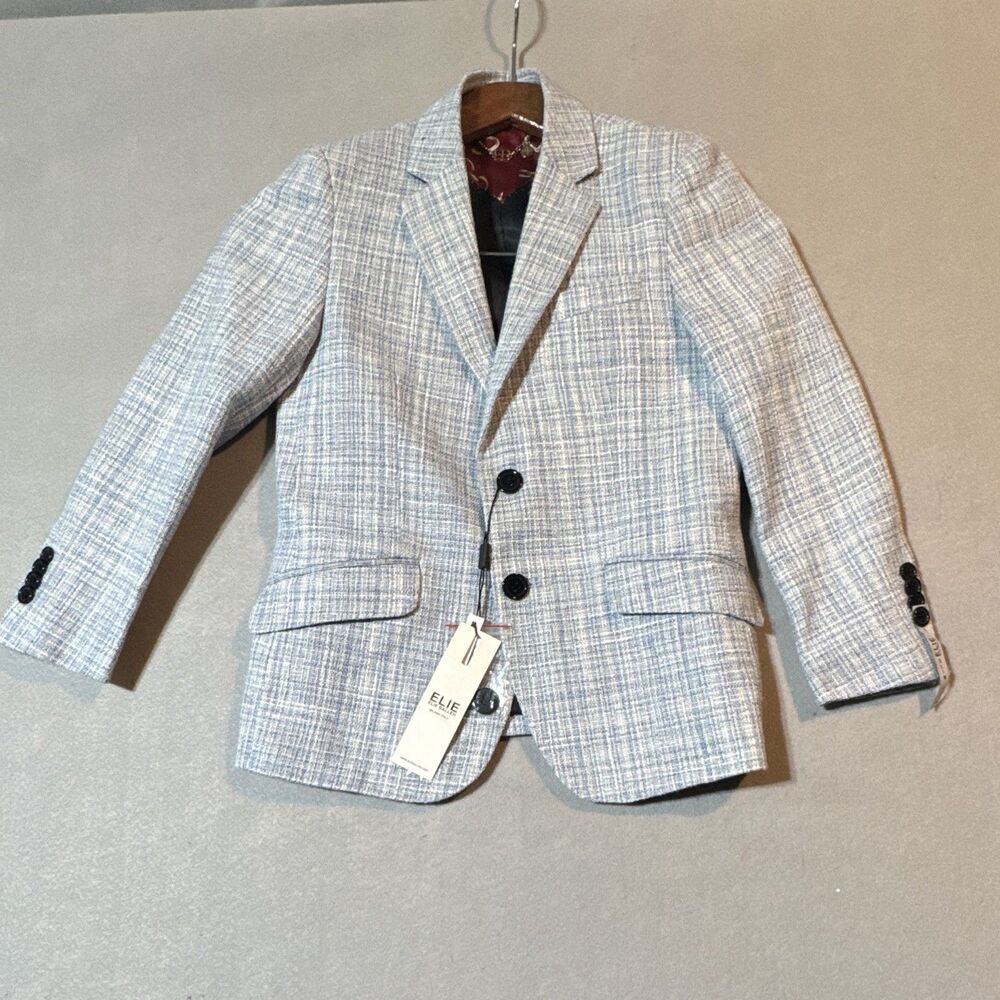 Elie Balleh Blue Tweed Slim Fit 2-Button Single-Breasted Blazer S/8